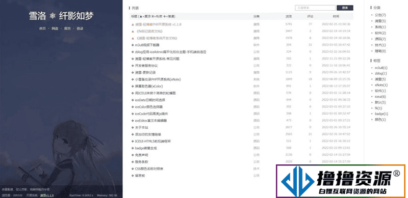 个人博客系统源码/雪落.溯雪Sxlog轻博客源码|不死鸟资源网