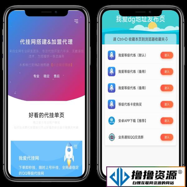 代挂单页源码+加盟代理+网址发布页+app下载页|不死鸟资源网